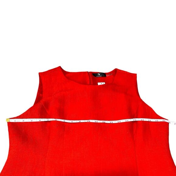 N Natori Jacquard Plisse Sleeveless Sheath Dress Size 16 NWT $169 Red Orange - Picture 6 of 9